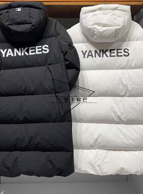 韩国潮牌MLB正品秋冬款背后字母印花中长款连帽羽绒服潮3ADJB1846