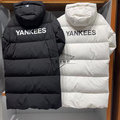 韩国潮牌MLB正品秋冬款背后字母印花中长款连帽羽绒服潮3ADJB1846