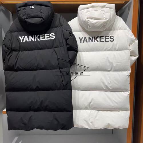 韩国潮牌MLB正品秋冬款背后字母印花中长款连帽羽绒服潮3ADJB1846
