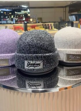 韩国MLB专柜正品24秋冬款刺绣复古学院风毛线帽针织帽潮3ABNBM646