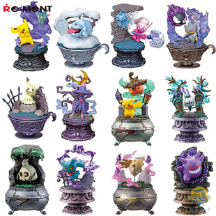 Rement宝可梦 万圣节 小小夜晚2代 皮卡丘 耿鬼 盲盒场景摆