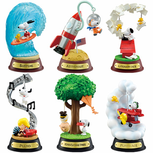 REMENT史努比 摇曳秋千snoopy花生飞行员宇航员门前故事 盲盒潮玩