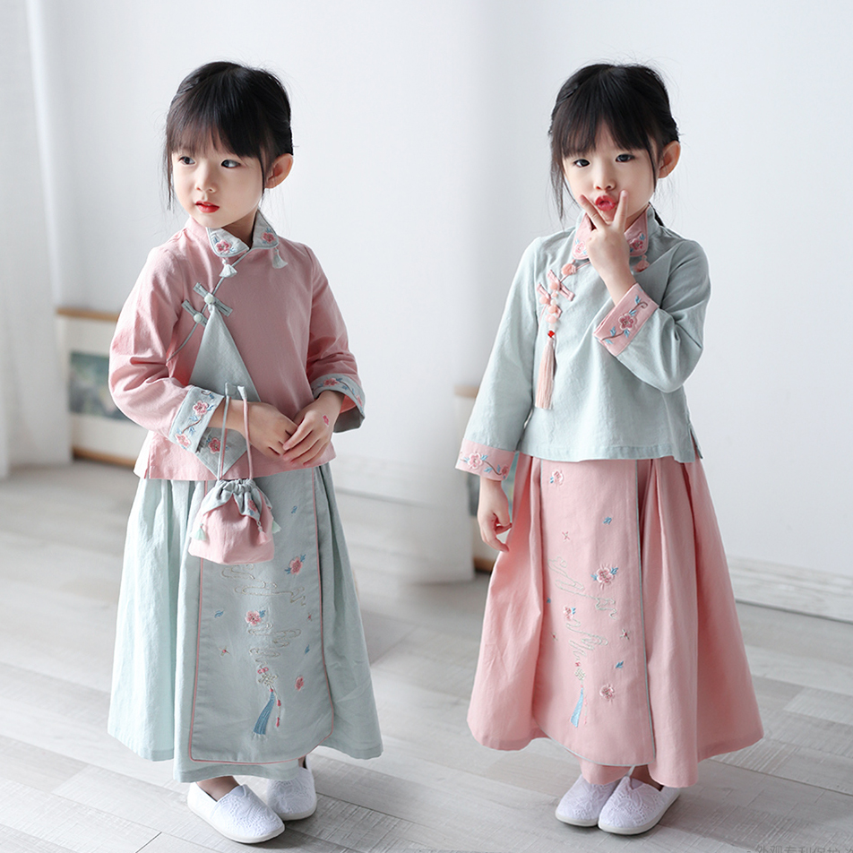 女童中国风秋装棉麻古装超仙汉服96.00元包邮