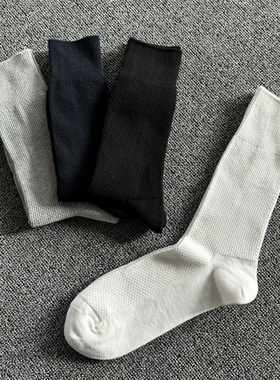 4双装春季男士正装商务长袜纯棉吸汗防臭纯色休闲袜子