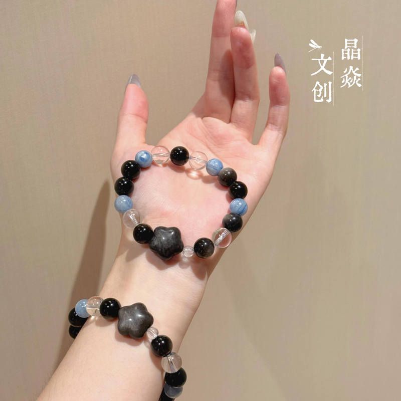 天然水晶原创设计蓝晶石银曜石图片