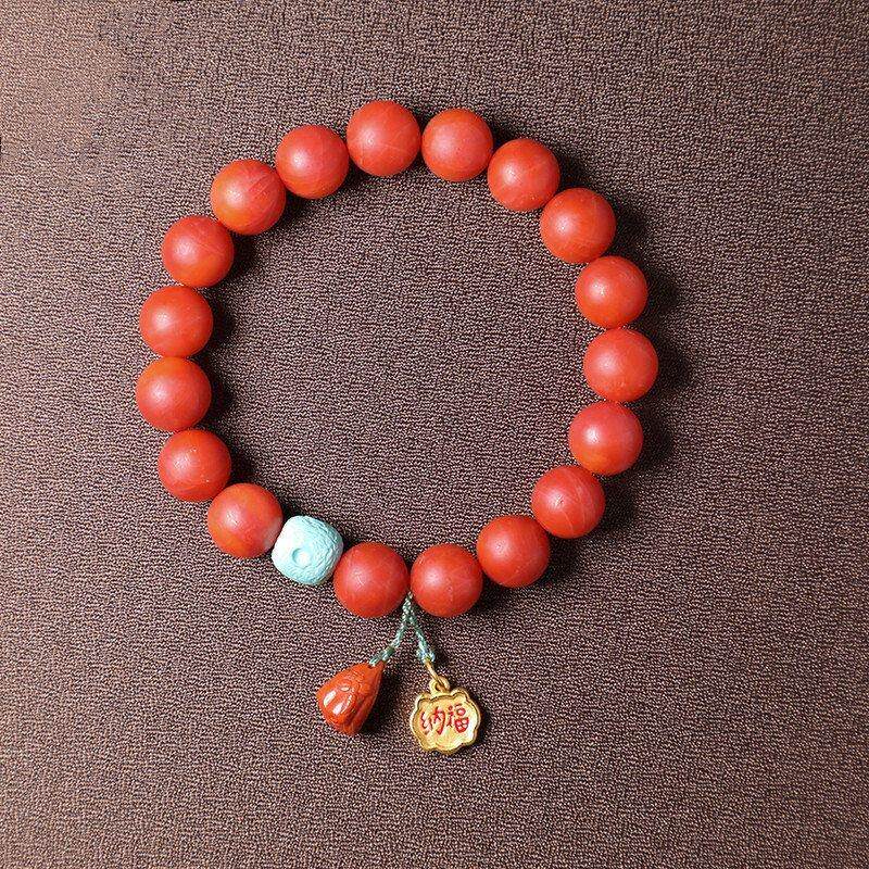 保山南红手串磨砂款10mm单圈DIY女款搭配南红莲蓬松石简约大气