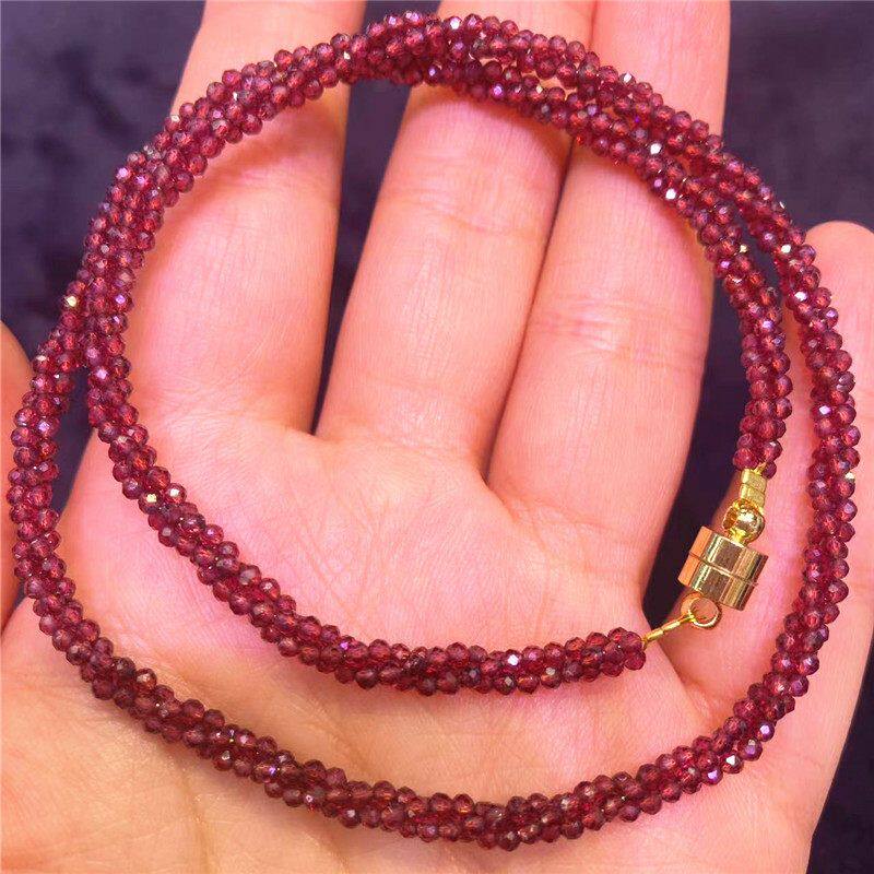 天然石榴石切面麻花项链 时尚米珠足球面项圈支持鉴定闺蜜礼品批