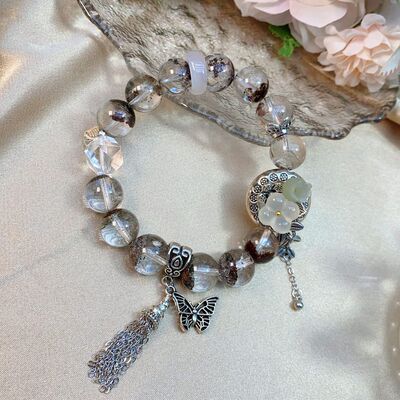 天然水晶四季幽灵加蝴蝶流苏轻奢