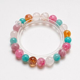 天然冰桔粉水晶手串女款紫马粉黄塔晶黑金超七粉樱花雨手链批发