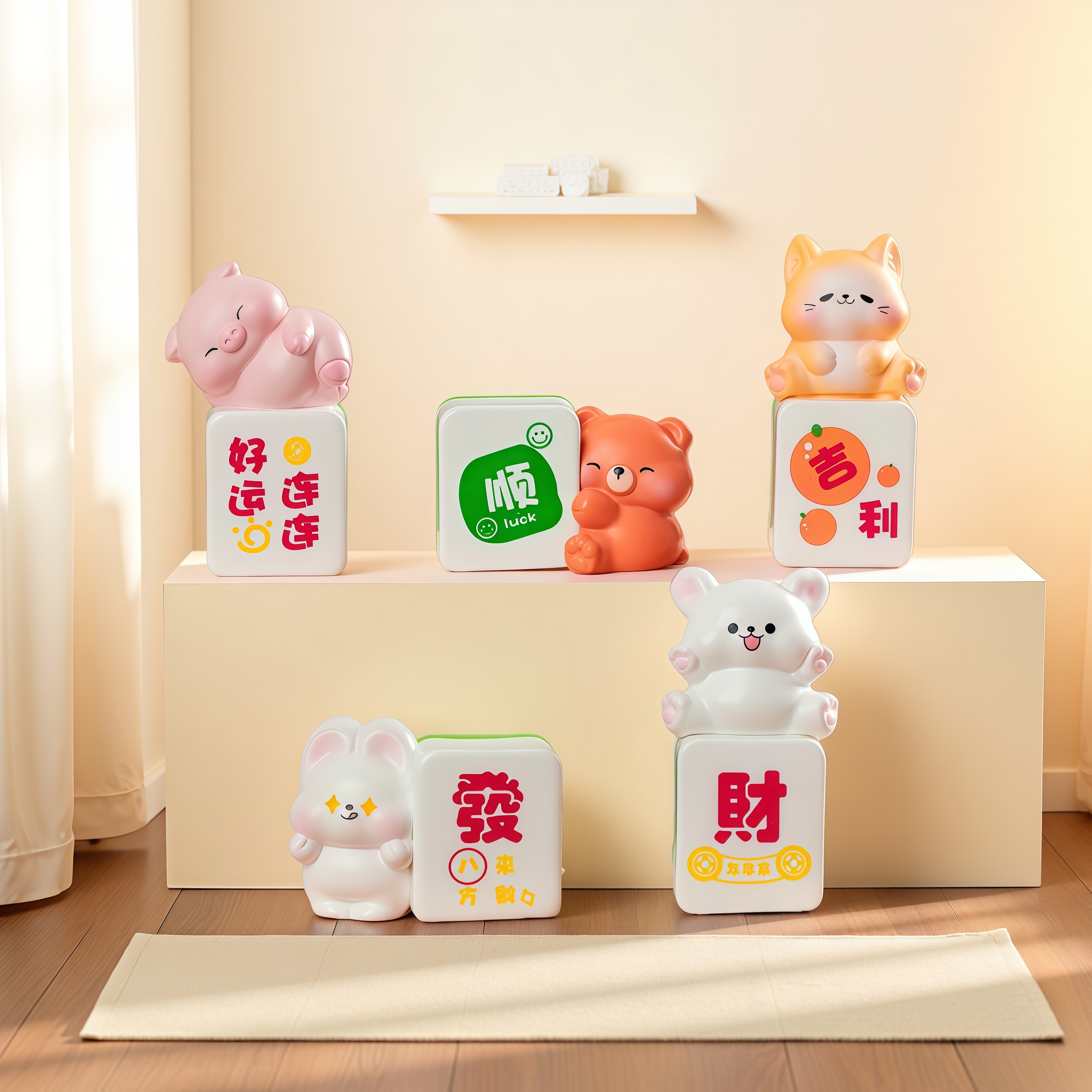 微景观创意可爱麻将小动物小公仔