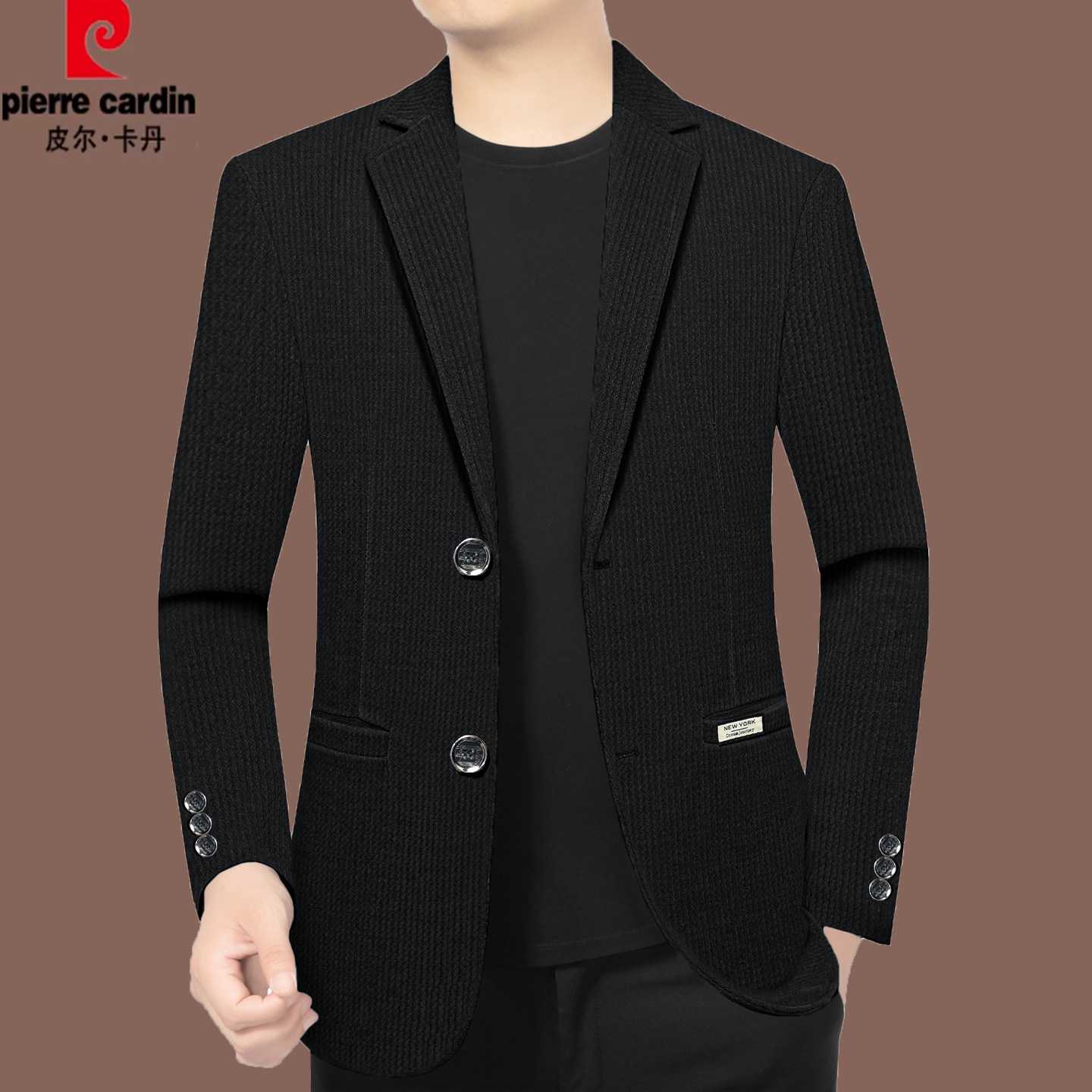 皮尔卡丹正品春秋款男西装商务休闲韩版帅气西服上衣爸爸修身外套