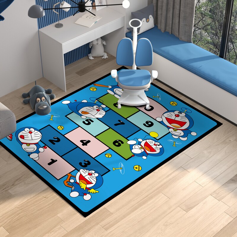 儿童跳房子地毯可爱男孩女孩儿童房卧室床边卡通跳格子地垫定制