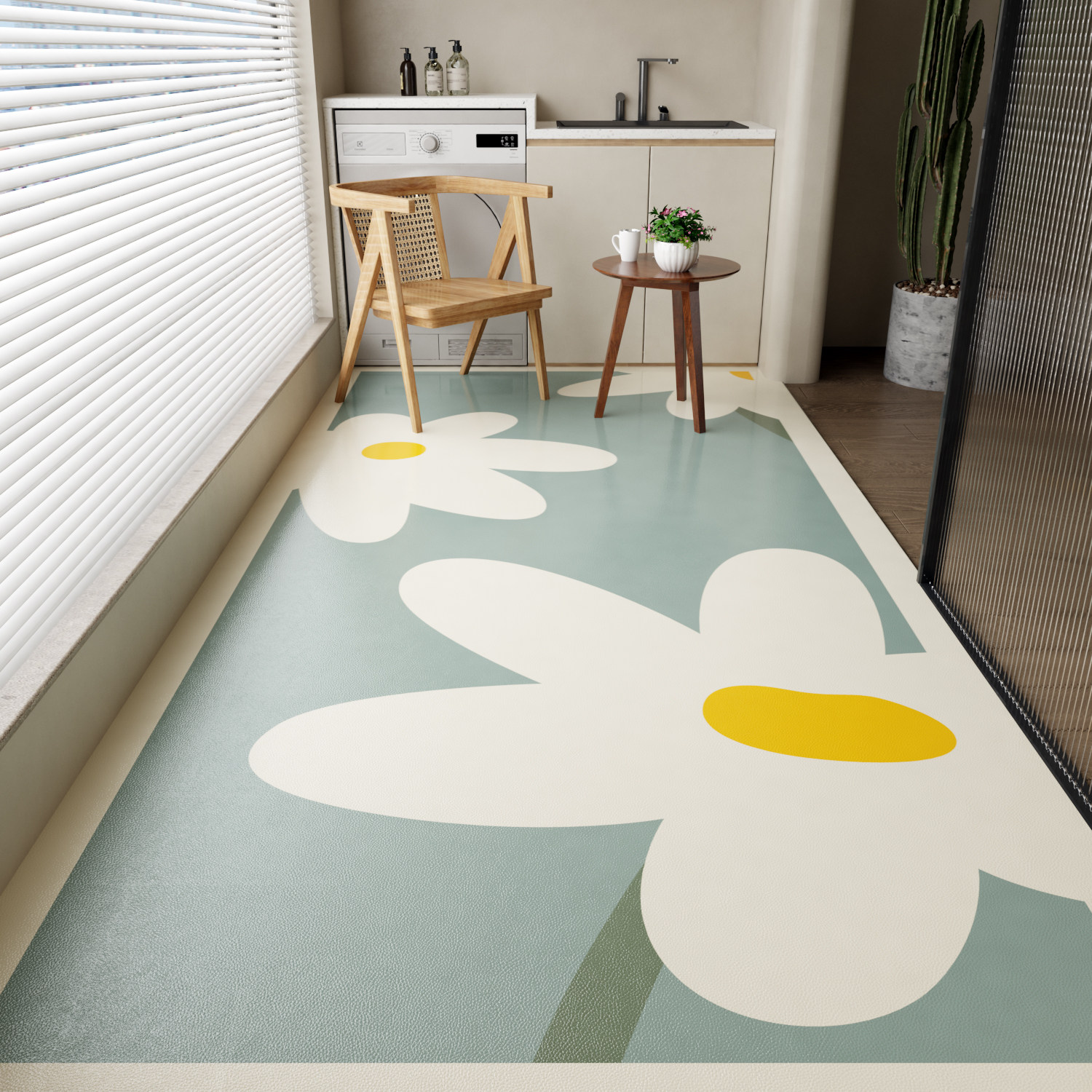 阳台pvc皮革耐脏厨房地垫满铺可擦脚垫防水防油防滑免洗进门地毯