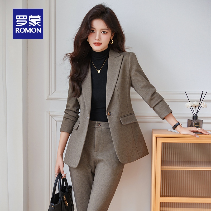 罗蒙女士商务休闲西服套装2025春季新款通勤气质优雅干练百搭西装