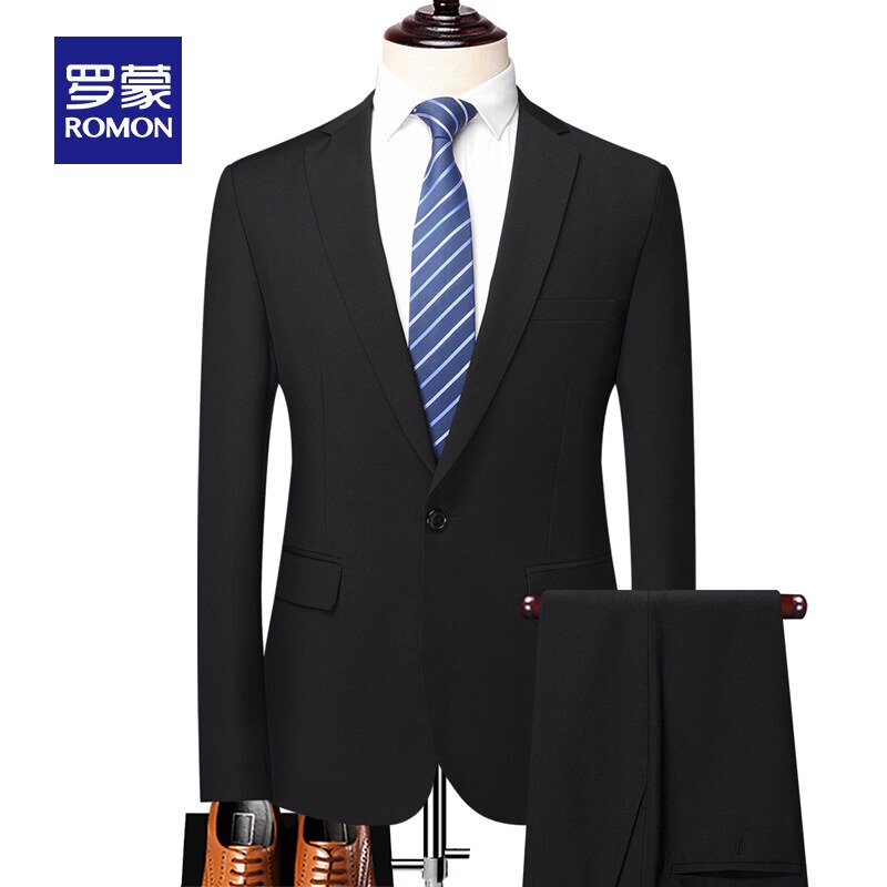 罗蒙男士商务职业三件套西装2026秋季新款结婚休闲修身西服套装男