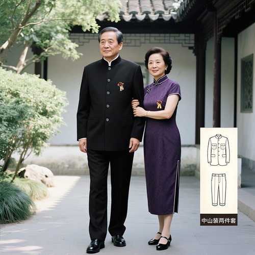罗蒙中老年父亲西服2026春夏新款新中式立领中山装爸爸婚宴西装NX
