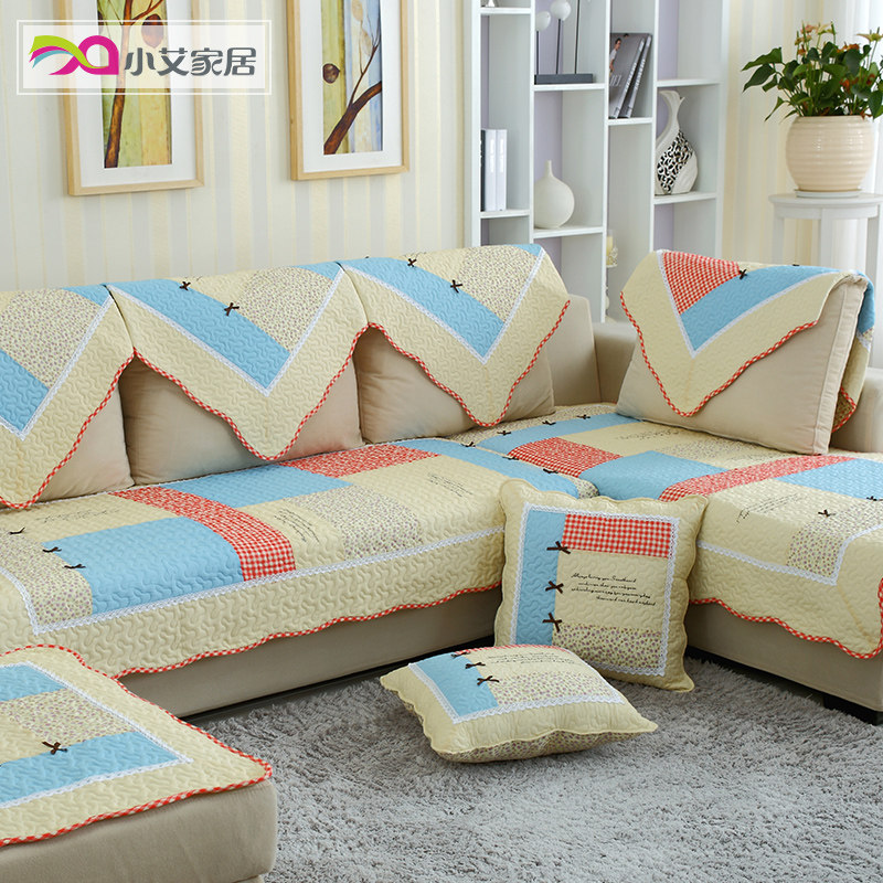 手工拼布艺加厚田园防滑全棉真皮沙发垫四季纯棉组合木沙发坐垫子