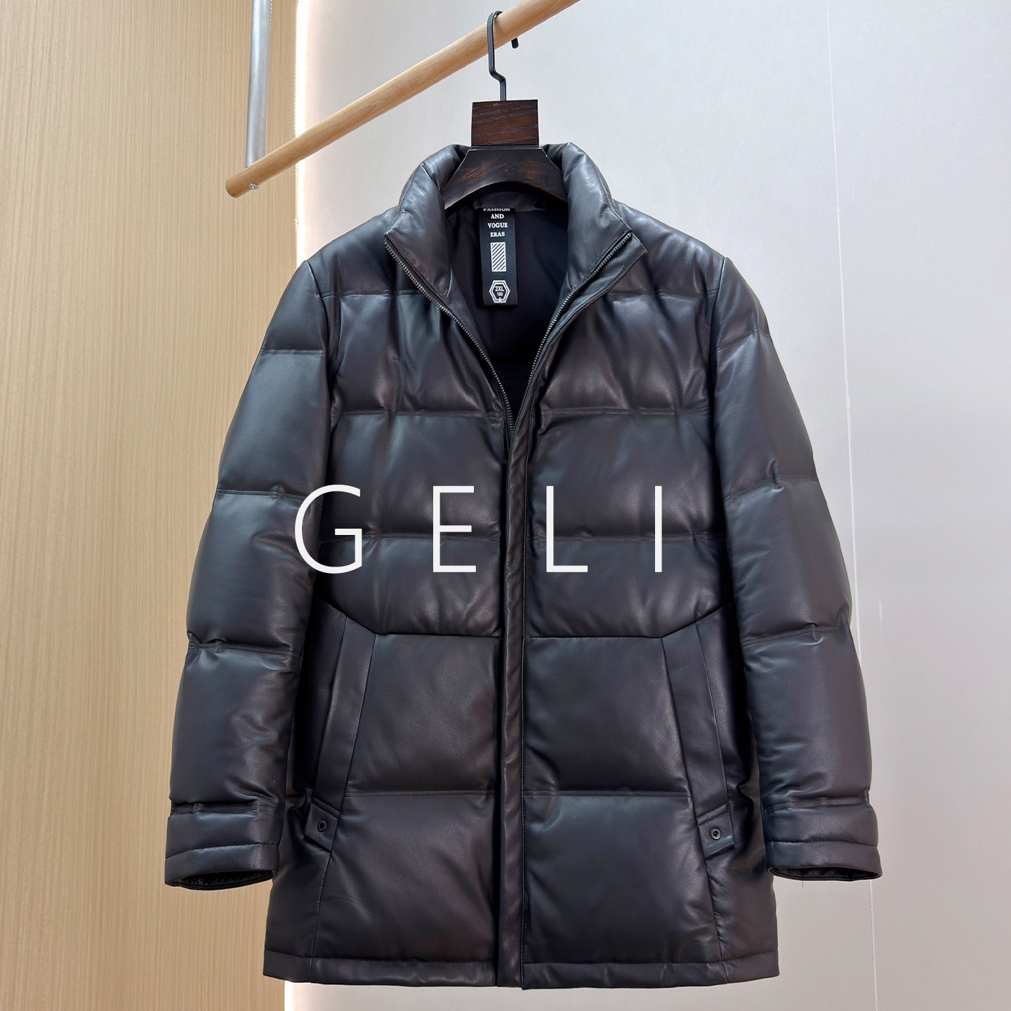 GELI冬季白鹅绒男士绵羊皮外套