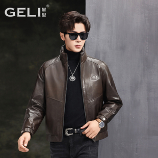 新款男士真皮皮衣头层山羊皮夹克短款鹅绒羽绒服落肩袖时尚外套厚
