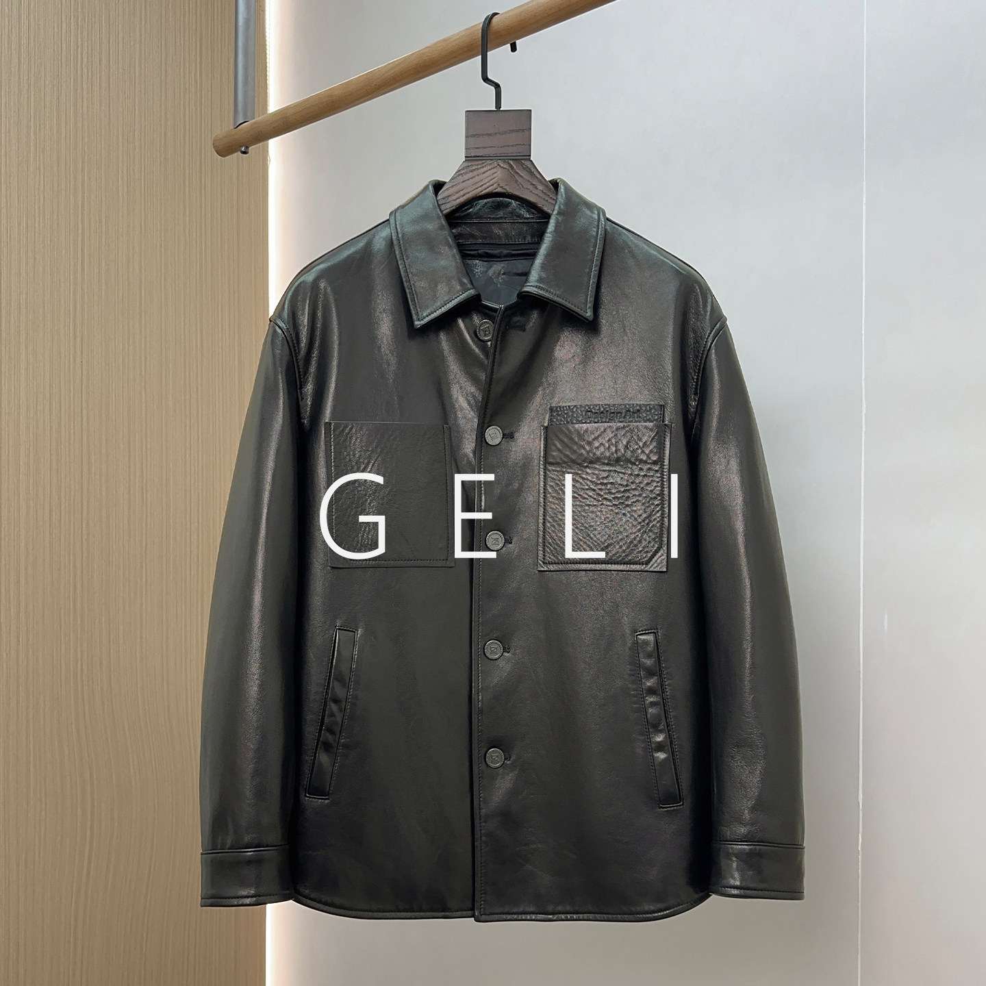 GELI山羊皮白鹅绒可拆羽绒服皮衣