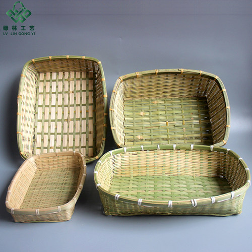 竹编四方收纳筐农家果蔬篮