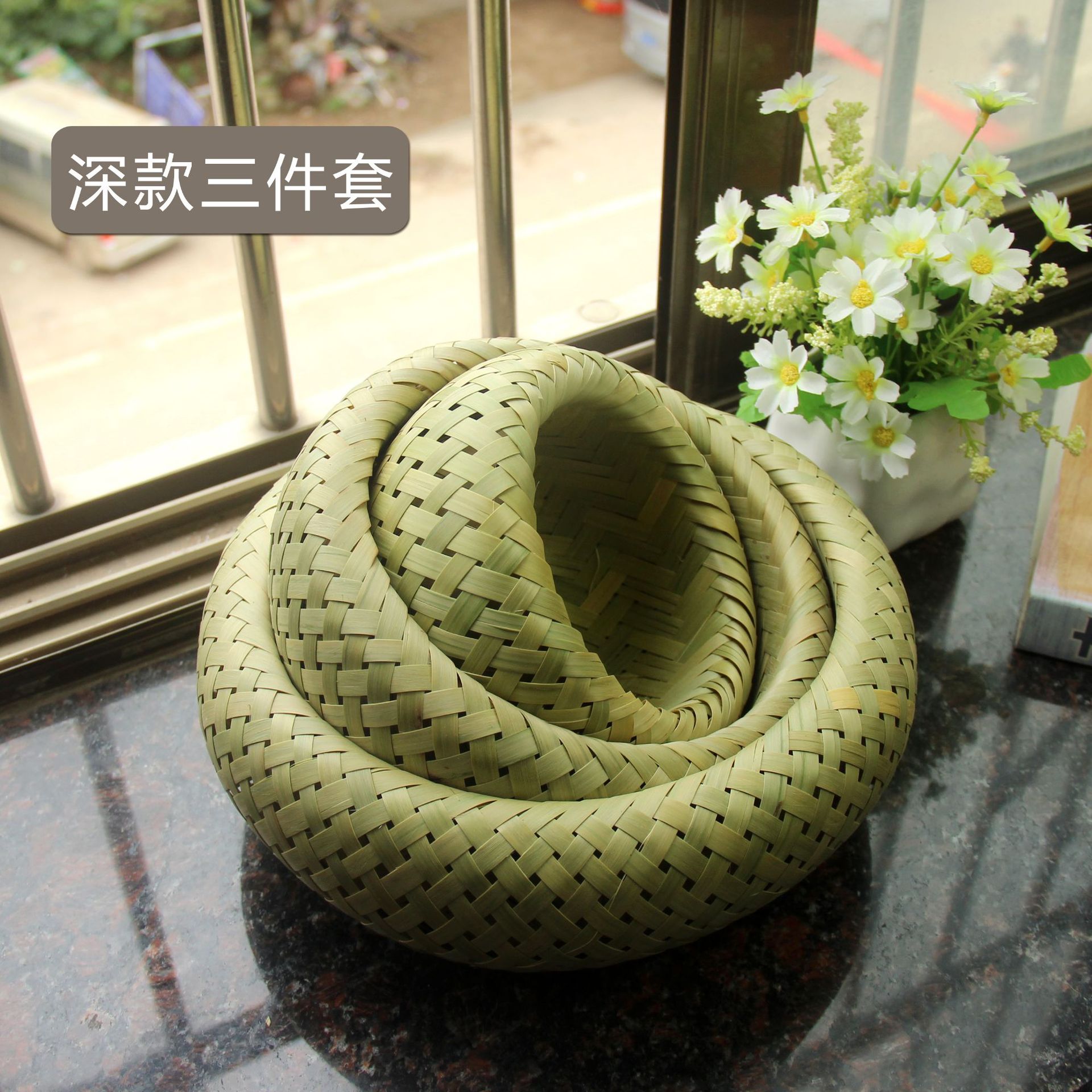 手工竹编双层鸟巢加硬水果馒头筐