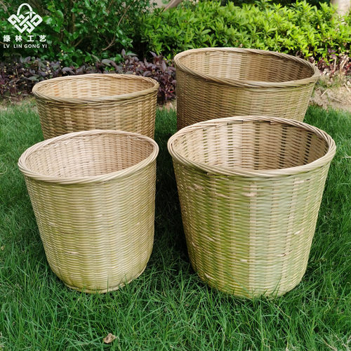 竹编圆桶筐家用收纳大小号水果篮
