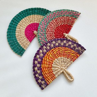 越南手工编织扇子海草编织扇壁挂装 饰 饰民宿摆件东南亚风墙面装