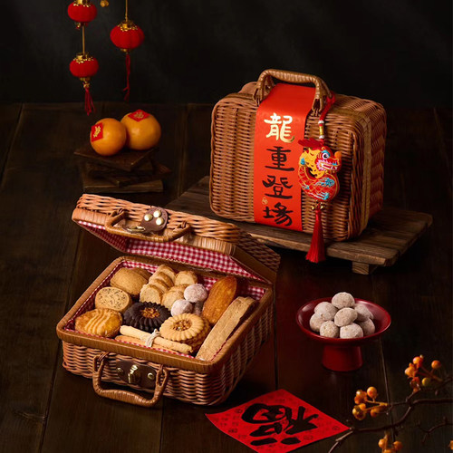 七夕节送礼仿藤手提箱礼品礼盒