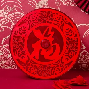 新年糖果盒无转盘瓜子盒 干果盘创意干果盒木质镂空坚果盘子