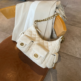 单肩斜挎包高级感hobo包 25bag小香风菱格链条腋下包包女2025新款