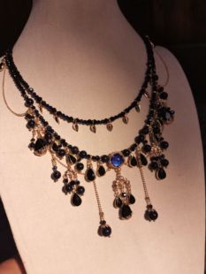 一梦星河原创汉服璎珞(星光熠熠)黑色流苏锁骨项链神秘感暗黑系