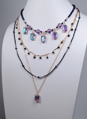 一梦星河/原创设计lo手作项链紫黑复古多层紫光多层项链手工项链