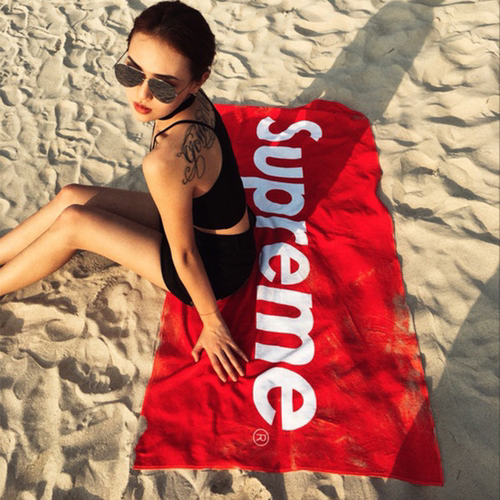 supreme浴巾男生潮牌女红色学生
