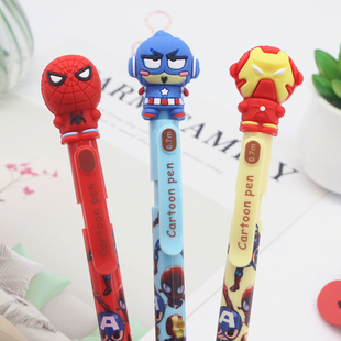 可爱动漫卡通图案造型按动圆珠笔蓝色芯按压式原子笔超萌学生文具