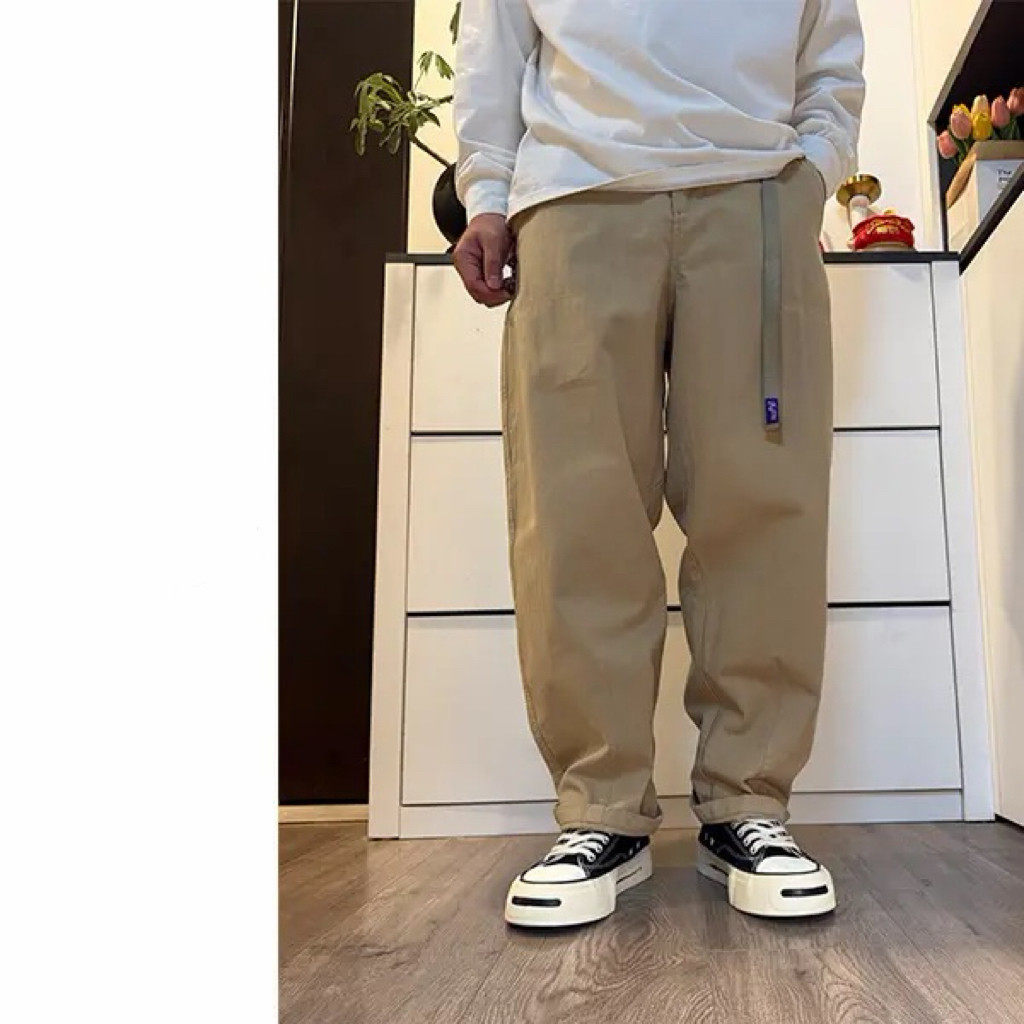 100%棉 秋季 大码纯棉宽松男女休闲工装复古老爹哈伦长裤
