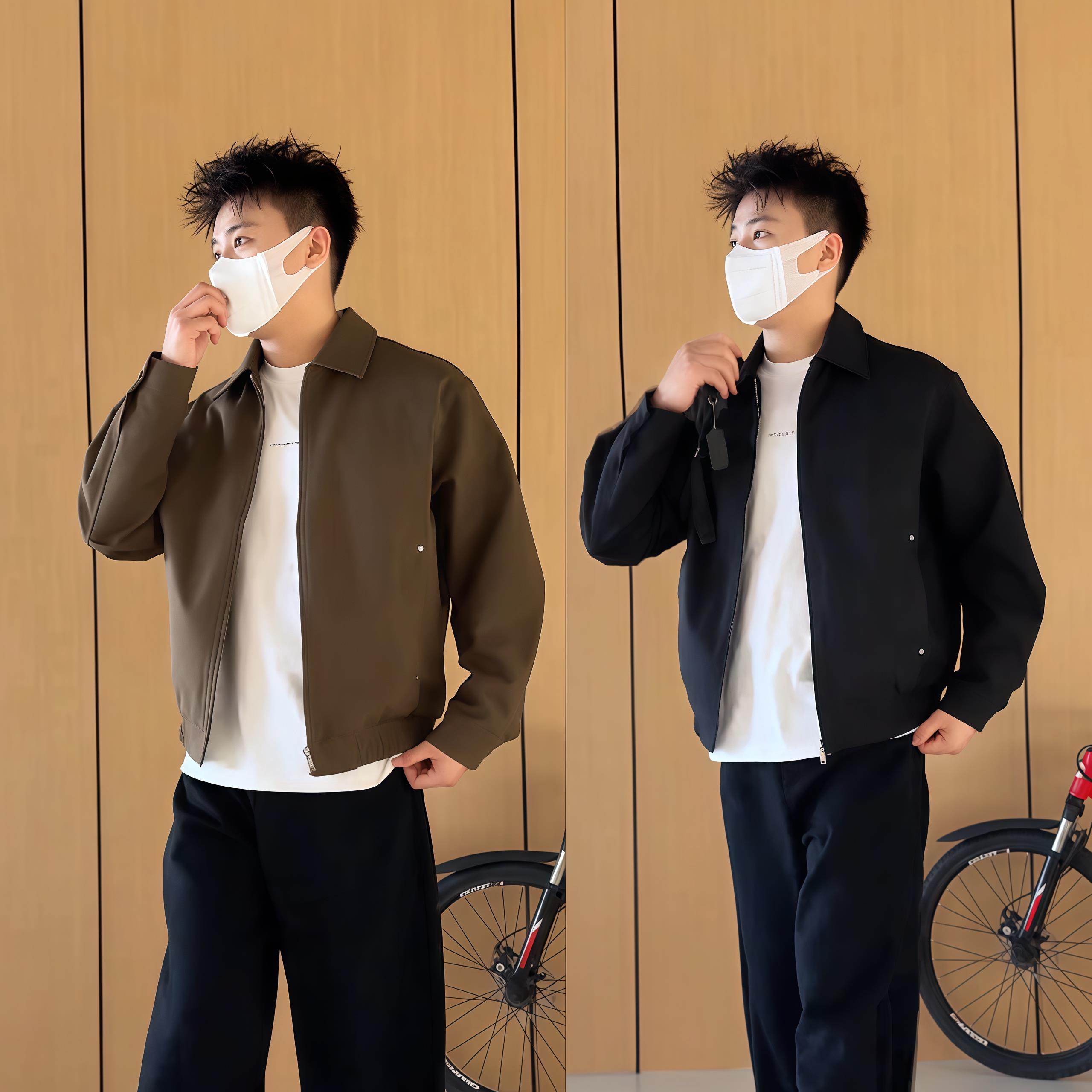 秋季新款男士简约时尚高级感翻领休闲夹克立体裁剪设计感百搭外套