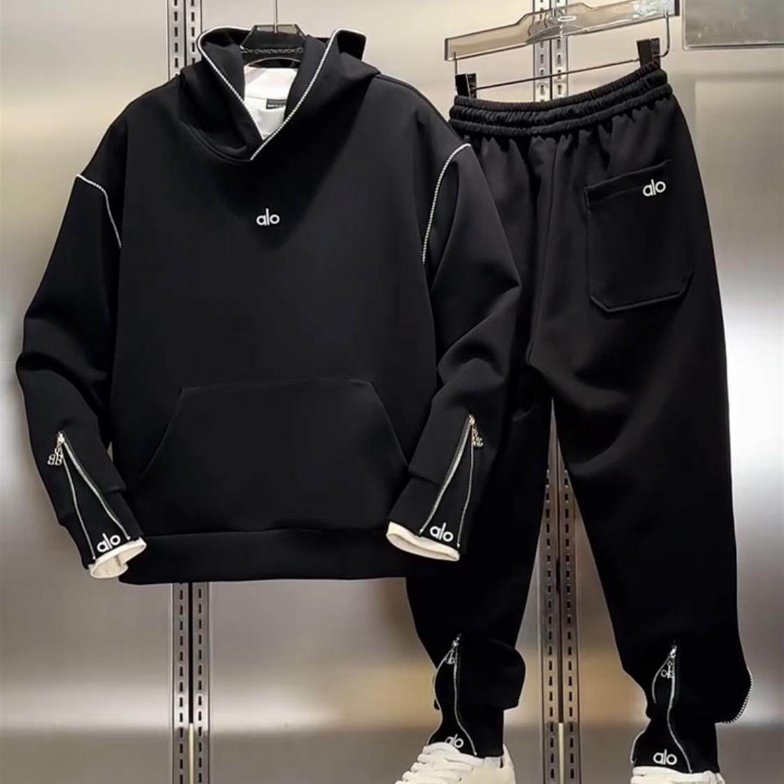 秋季男士潮牌痞帅连帽休闲运动套装高级感潮流时尚卫衣卫裤两件套,男装,休闲运动套装,淘宝优惠券,粉丝福利购,淘宝优惠卷