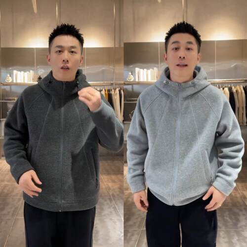 秋冬新款重磅双面摇粒绒连帽外套男士潮流防风保暖加厚抓绒衣夹克