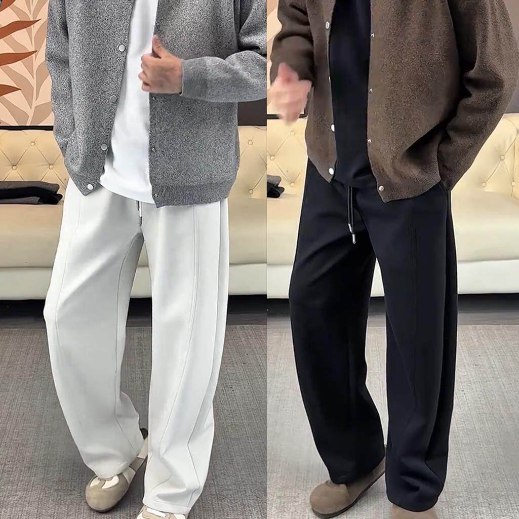 秋季新款男士潮流时尚立体裁剪垂感面膜裤情侣宽松百搭弯刀休闲裤