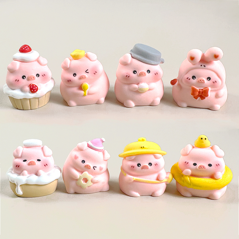 可爱小猪猪甜品食玩桌面摆件