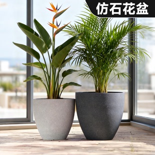 仿石仿陶大花盆大口径圆形树脂室内阳台多肉花卉盆栽塑料花石头盆