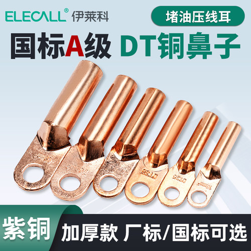 伊莱科紫铜DT铜鼻子国标A级端子