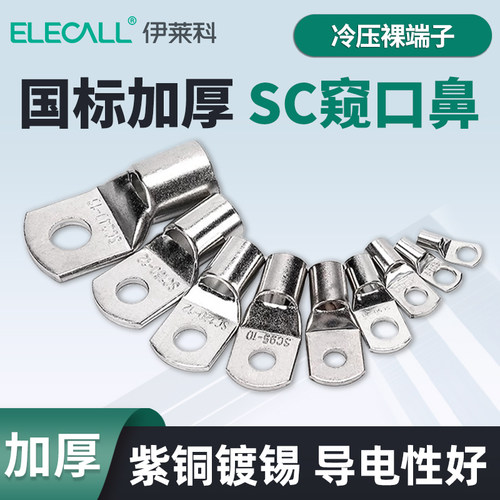 国标SC窥口铜鼻子加厚紫铜镀锡