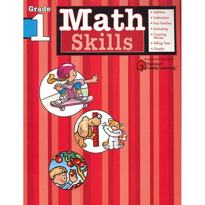 美国小学数学教辅一年级 哈考特家庭学习学科专项训练 Math Skills: Grade 1 Harcourt Family Learning英文原版进口书逻辑思维