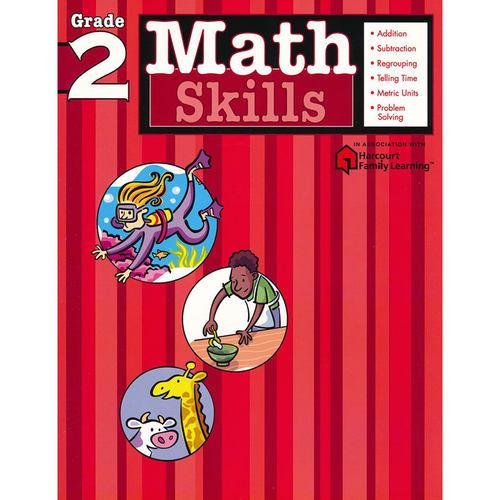 美国小学数学教辅二年级 哈考特家庭学习学科专项训练 Math Skills: Grade 2 Harcourt Family Learning英文原版进口书逻辑思维