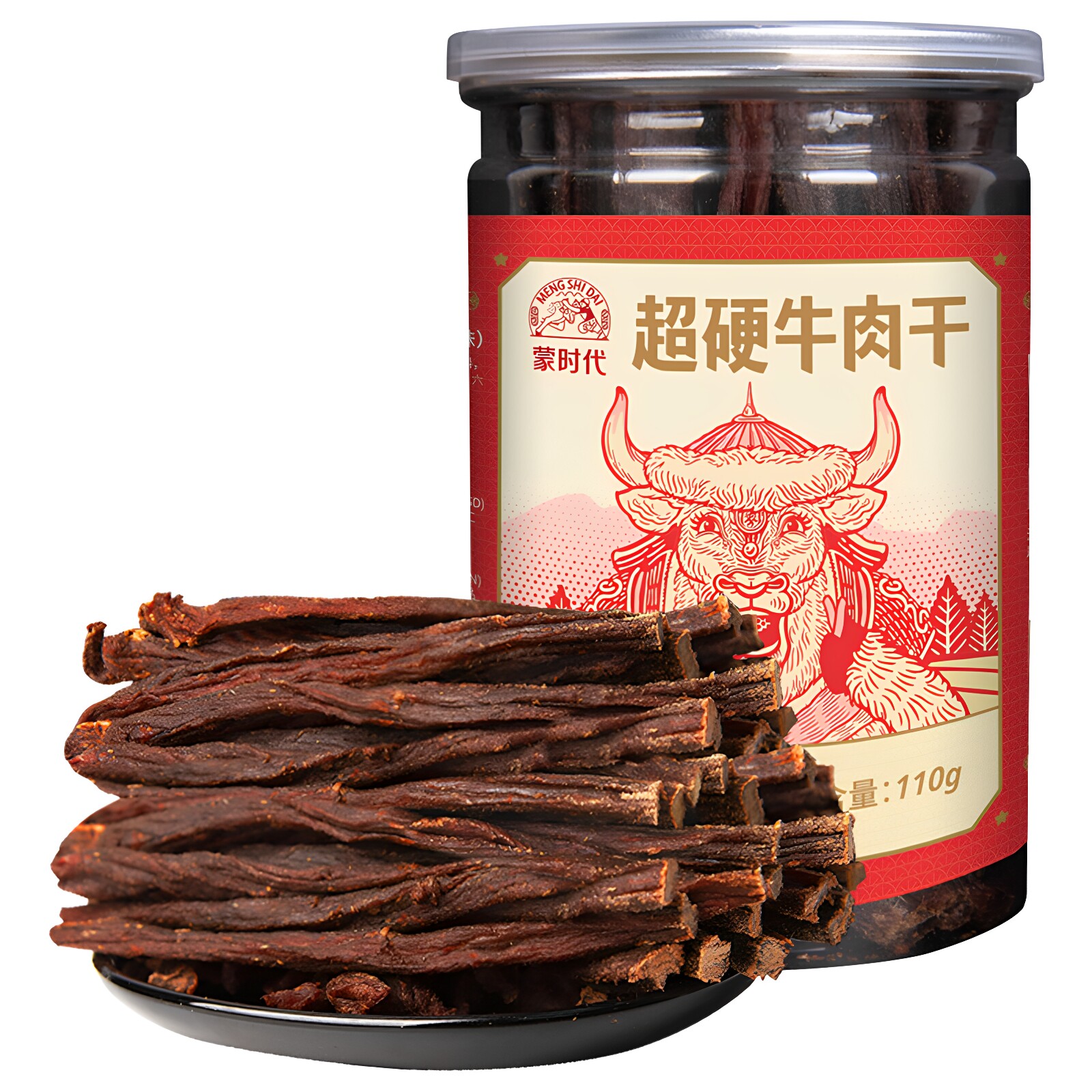 手撕超风干牛肉干蒙时代内蒙古特产品牌原味罐装9成干熟零食小吃