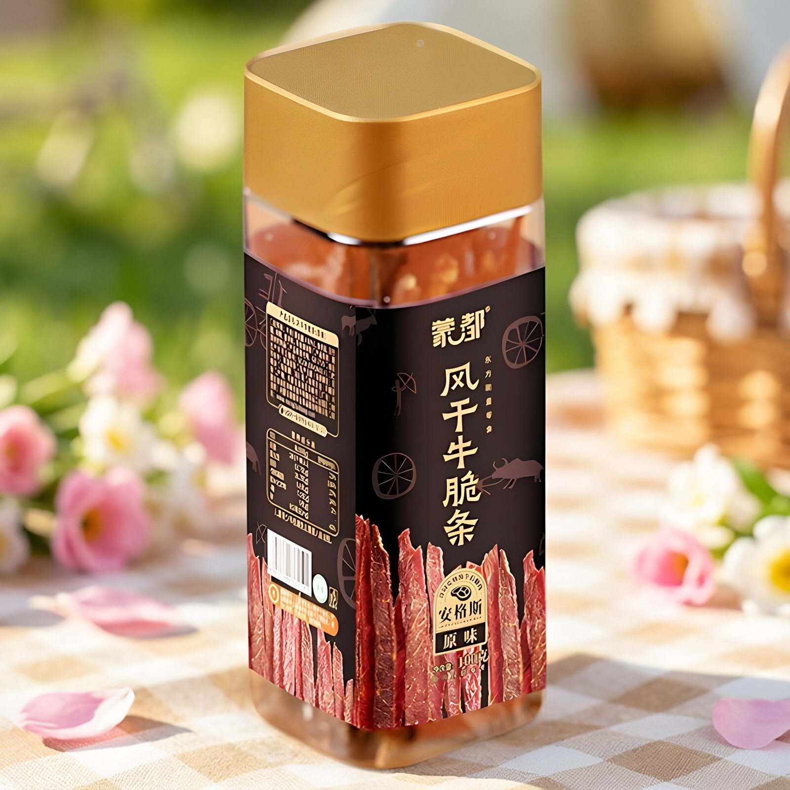 蒙都风干牛脆条正宗内蒙古特产超风干牛肉干零食小吃香辣100g罐装
