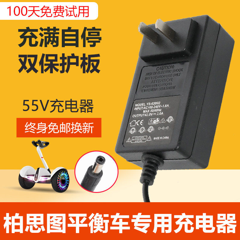 柏思图电动平衡车充电器36V通用42V电源冲电线儿童两轮车DC圆头专
