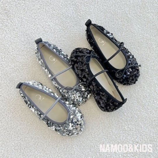 韩国代购2025春季新款Namoo女孩百搭时尚儿童亮片单鞋公主鞋船鞋